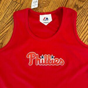 NWT Women's Majestic  Philadelphia Phillies Racerback Tank Top, Red, Large